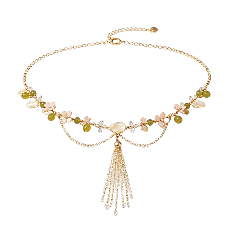 Floral Beaded Tassel Waist Chain