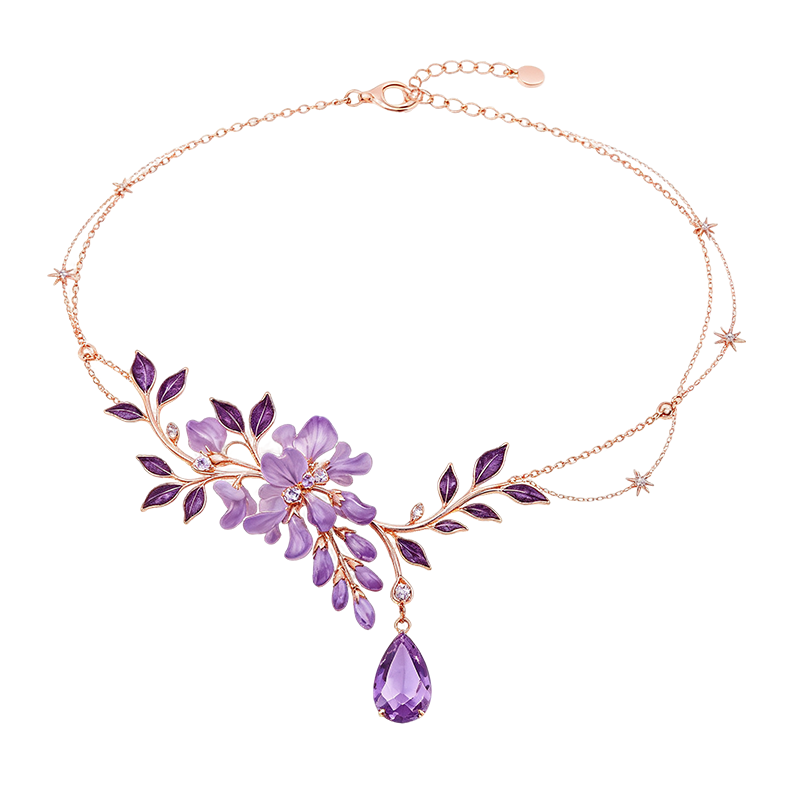 Purple Wisteria Flower Crystal Waist Chain