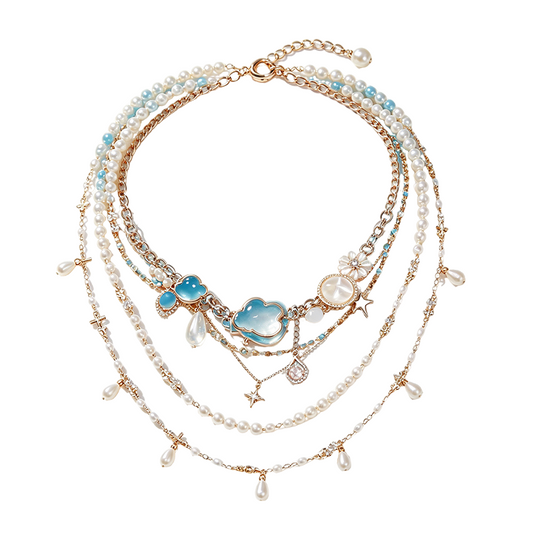 Coquette Cloud Pearl Layered Necklace
